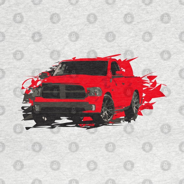 Red Dodge RAM pickup truck by mfz